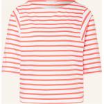 Orange Gestreifte 3/4-ärmelige Lanius Bio Nachhaltige U-Boot-Ausschnitt T-Shirts aus Baumwolle für Damen Größe M 