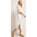 Weiße 3/4-ärmelige Lanius Bio Nachhaltige V-Ausschnitt Strickkleider aus Baumwolle für Damen Größe S für den für den Frühling 