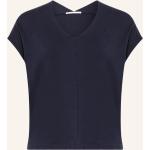 Dunkelblaue Lanius Nachhaltige V-Ausschnitt T-Shirts aus Lyocell für Damen Größe S 