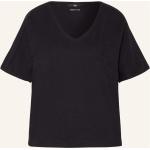 Schwarze Lanius Bio Nachhaltige V-Ausschnitt T-Shirts aus Baumwolle für Damen Größe S 