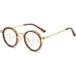 Goldene Schildpattmuster Runde Vollrand Brillen aus Metall Blaulichtschutz für Herren 
