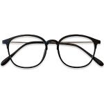 Lanomi Retro Brille mit Blaulichtfilter Computerbrille ohne Sehstärke Damen Herren Kunststoff Rahmen Runde Anti Blaulicht Nerdbrille mit Flexibel Metallbügeln (Matt schwarz)