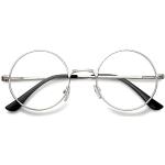 Silberne Runde Vollrand Brillen aus Metall Blaulichtschutz für Damen 