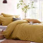 Reduzierte Gelbe Unifarbene Bettwäsche Sets & Bettwäsche Garnituren mit Reißverschluss aus Renforcé trocknergeeignet 135x200 2-teilig 