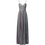 Silberne Unifarbene Laona V-Ausschnitt Festliche Kleider mit Reißverschluss aus Polyester für Damen 