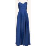 Blaue Elegante Laona Maxi Spaghettiträger-Kleider mit Reißverschluss aus Satin für Damen Größe M 