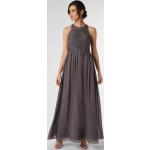 Graue Unifarbene Elegante Laona Rundhals-Ausschnitt Chiffon-Abendkleider aus Chiffon für Damen Größe XS 