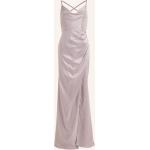 Reduzierte Beige Elegante Laona Maxi Wasserfall-Ausschnitt Abendkleider mit Schleppe aus Satin für Damen Größe XS 