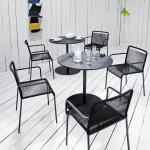 lapalma ARIA S43 Gartenstuhl mit Armlehnen | Sitfzfläche schwarz | Vierfuß-Gestell schwarz