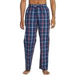 Reduzierte Marineblaue Karo Pyjamahosen lang ohne Verschluss aus Baumwolle maschinenwaschbar für Herren Größe M 