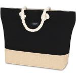 Reduzierte Schwarze Strandtaschen & Badetaschen mit Reißverschluss aus Canvas für Damen Maxi / XXL 