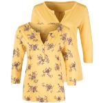 Gelbe LASCANA V-Ausschnitt V-Shirts aus Jersey für Damen Größe XS 