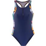 Marineblaue Blumenmuster Damenschwimmanzüge & Damensportbadeanzüge aus Polyamid ohne Bügel mit Racerback Größe XXL 