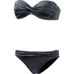 Anthrazitfarbene LASCANA Bandeau-Bikinis mit Bügel für Damen Größe S 