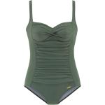 Olivgrüne Unifarbene Damenbadeanzüge aus Polyamid ohne Bügel Größe L 