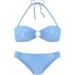Hellblaue Unifarbene Neckholder-Bikinis aus Polyamid ohne Bügel für Damen Größe M 