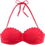 Rote Bandeau Bikinitops aus Polyamid ohne Bügel für Damen Größe XS 