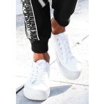 Weiße Low Sneaker mit Schnürsenkel aus Textil für Damen Größe 36 mit Absatzhöhe bis 3cm 