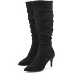 Schwarze Spitze Pfennigabsatz High-Heel Stiefel mit Reißverschluss aus Textil für Damen Größe 36 mit Absatzhöhe bis 3cm 