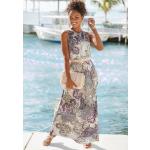 Bestickte Ärmellose LASCANA Maxi Rundhals-Ausschnitt Sommerkleider aus Viskose für Damen für den für den Sommer 