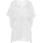 Weiße Kurzärmelige LASCANA V-Ausschnitt Tunika-Blusen für Damen 