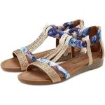 Blaue LASCANA Vegane Keilabsatz Sandaletten mit Strass aus Textil Größe 43 für den für den Sommer 