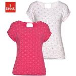 Pinke LASCANA T-Shirts mit Cutwork aus Viskose für Damen Größe XS 2-teilig 