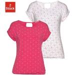 Pinke LASCANA T-Shirts mit Cutwork aus Viskose für Damen Größe XS für den für den Sommer 