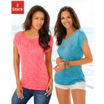 Korallenrote Kurzärmelige LASCANA T-Shirts aus Viskose für Damen Größe XS 2-teilig 