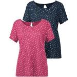 Reduzierte Marineblaue LASCANA T-Shirts mit Cutwork aus Jersey für Damen Größe XS 2-teilig 