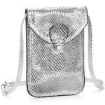 LASCANA Umhängetasche, Minibag, Handytasche zum Umhängen im coolen Metallic Look silberfarben Damen Umhängetasche Handtaschen Taschen