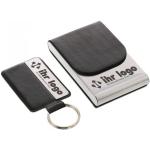 Schwarze Schlüsselanhänger & Taschenanhänger aus Kunstleder graviert 