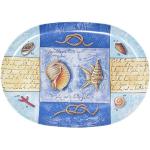Blaue Maritime Lashuma Ovale Servierplatten mit Ländermotiv aus Keramik 