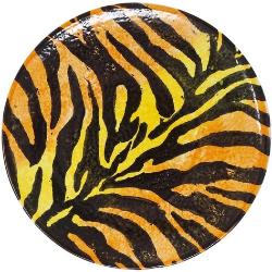 Lashuma Servierteller »Tiger«, Keramik, Flache Obstplatte handgemacht, Essteller rund, orange
