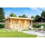Lasita Maja Große Gartenhäuser imprägniert 70mm aus Holz mit Pultdach 