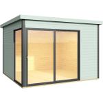 Pastellgrüne Rustikale Design-Gartenhäuser 44mm aus Fichte mit Boden Ständerbauweise 