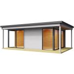 Pastellgrüne Rustikale Design-Gartenhäuser 44mm aus Fichte mit Terrasse Ständerbauweise 