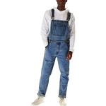 Blaue Streetwear Jeans-Latzhosen mit Knopf aus Leinen für Herren Größe XXL 
