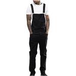 Schwarze Streetwear Jeans-Latzhosen mit Reißverschluss aus Leinen für Herren Größe 3 XL für den für den Sommer 