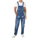 Dunkelblaue Loose Fit Wasserdichte Ripped Jeans & Zerrissene Jeans mit Knopf aus Leinen für Herren Größe XXL für den für den Sommer 