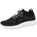 Reduzierte Schwarze Geox Spherica Low Sneaker mit Schnürsenkel aus Mesh für Damen Größe 42 mit Absatzhöhe bis 3cm 