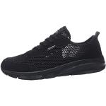 Schwarze Trailrunning Schuhe mit Pailletten mit Schnürsenkel aus Leder atmungsaktiv für Herren Größe 47 für den für den Sommer 