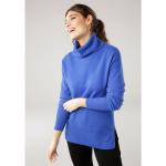 Royalblaue Unifarbene Oversize Langärmelige Laura Scott Rollkragen Kaschmir-Pullover aus Kaschmir Handwäsche für Damen zu Weihnachten 