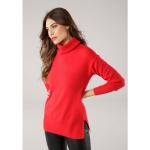Rote Unifarbene Elegante Langärmelige Laura Scott Rollkragen Kaschmir-Pullover aus Kaschmir Handwäsche für Damen zu Weihnachten 