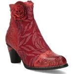 Rote Elegante Laura Vita Runde Trichterabsatz Ankle Boots & Klassische Stiefeletten mit Nieten mit Reißverschluss in Normalweite aus Leder Leicht für Damen 