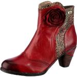 Reduzierte Rote Laura Vita Runde Pfennigabsatz Ankle Boots & Klassische Stiefeletten mit Reißverschluss aus Leder für Damen Größe 41 