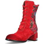 Rote Blumenmuster Laura Vita Stiefeletten & Boots mit Nieten mit Reißverschluss für Damen Größe 39 
