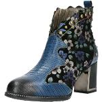 Blaue Blumenmuster Laura Vita Stiefeletten & Boots mit Nieten mit Nieten mit Reißverschluss aus Leder für Damen Größe 38 