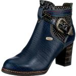Reduzierte Blaue Laura Vita Runde Pfennigabsatz Ankle Boots & Klassische Stiefeletten mit Reißverschluss aus Leder für Damen Größe 40 