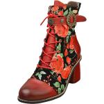Burgundfarbene Laura Vita Ankle Boots & Klassische Stiefeletten aus Leder für Damen 